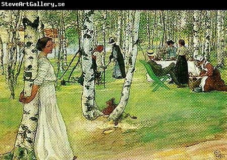 Carl Larsson frukost i det grona-mellan de vita stammarna